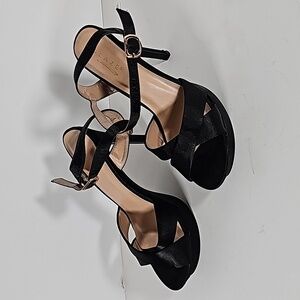 Glaze Women's Black Satin Strap 5.5" Heels Size 8